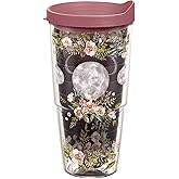Tervis Floral Moon Phases Made in USA Double Walled Insulated Tumbler Travel Cup Keeps Drinks Cold & Hot, 24oz, Quartz