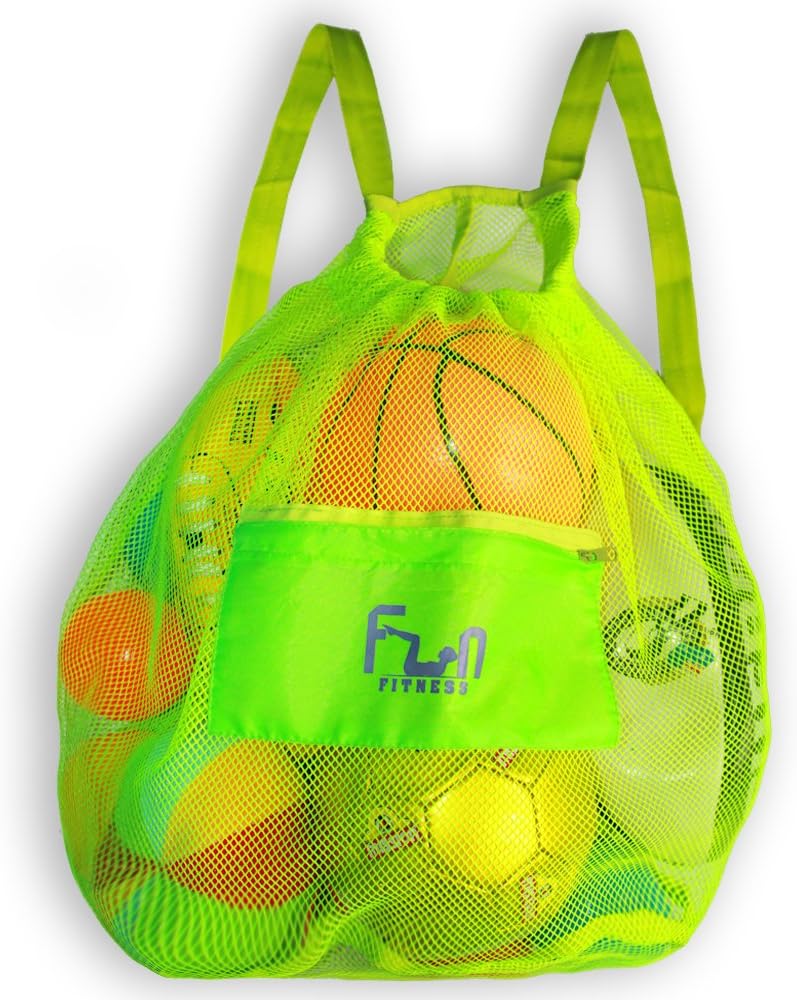FunFitness MESH SPORTS BAG - Large Backpack for Football Ball, Basketball, Swim, Pool Toy