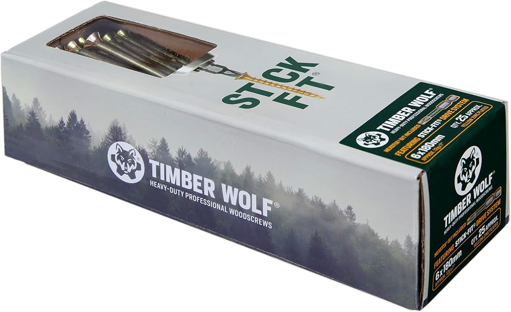 Timber Wolf TW60180 Woodscrews 6.0 x 180mm Box of 25 Zinc Yellow