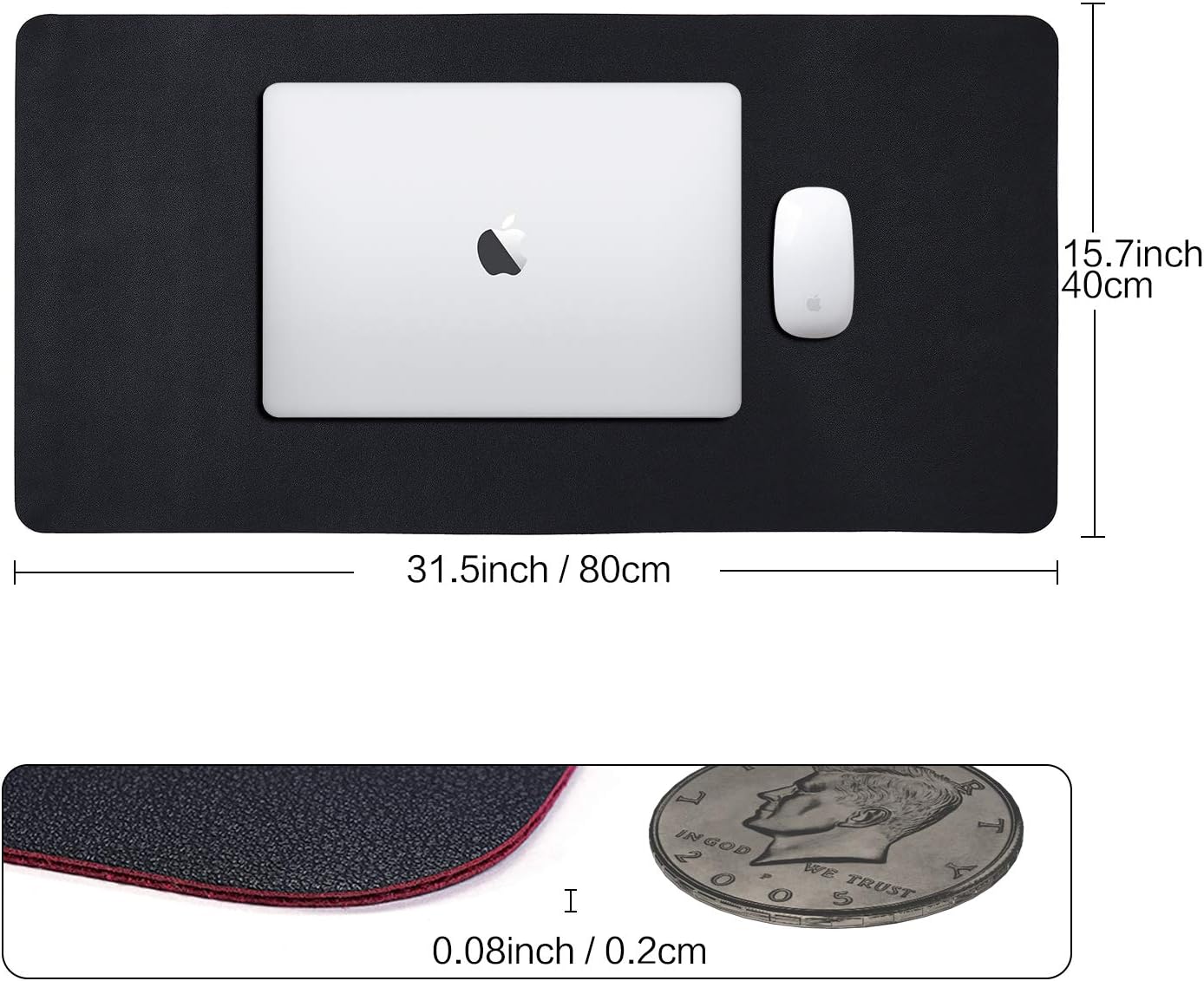 Dual-Sided Desk Pad (31.5 x 15.7"), Waterproof Leather Office Desk Mat, PU Mouse Pad, Desk Cover Protector, Desk Writing Mat for Office/Home/Work/Cubicle (Black/Red) : Office Products