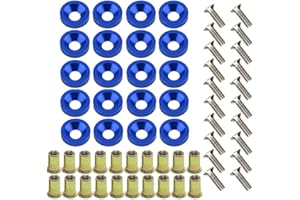 BAIYOOUAUTO 20-Piece Engine Dress up Kit: Aluminum Washers, Bolts & Rivet Nuts (Blue)