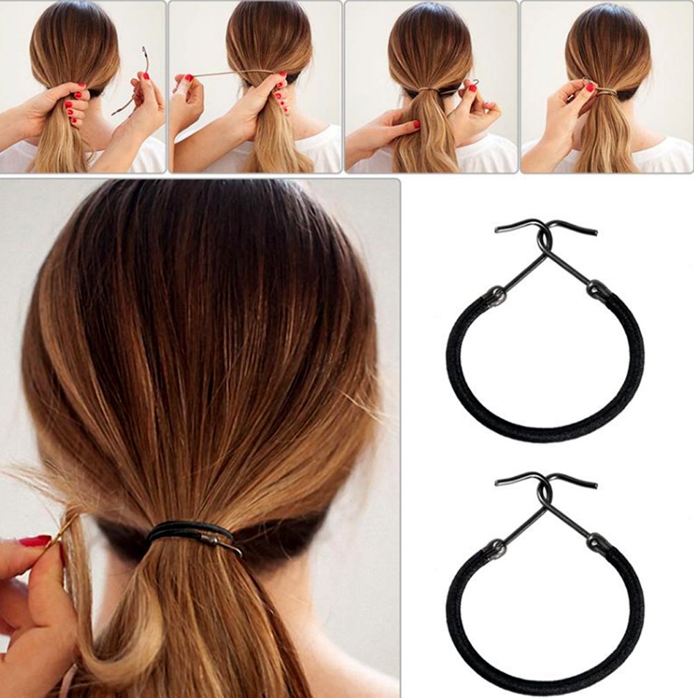 Women 15 Pack Ponytail Hooks Bungee Small Rubber Bands Hair Ties