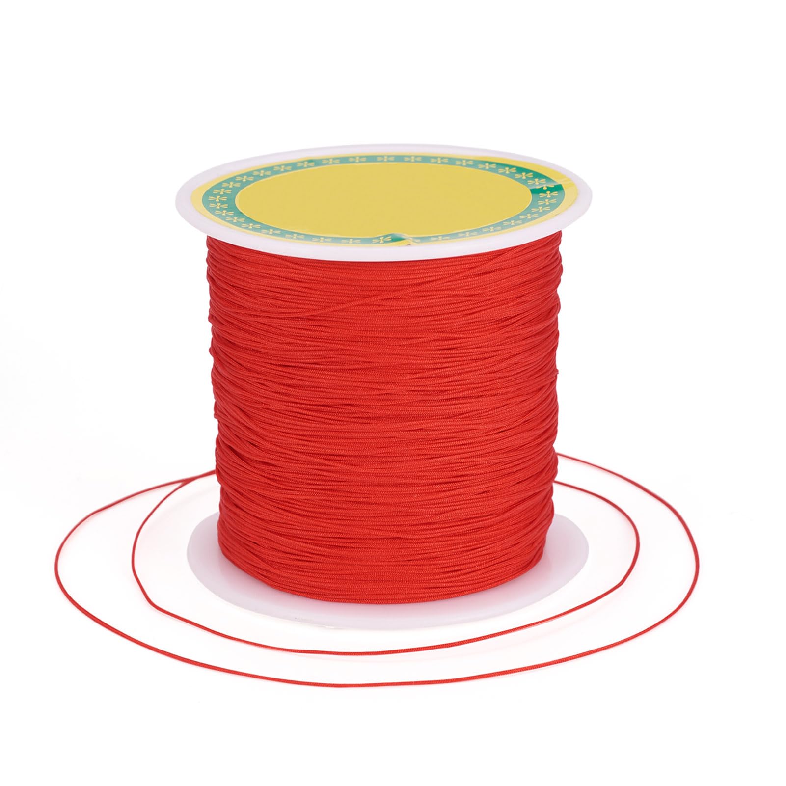 PandaHall 150 Yards 0.5mm Braided Nylon Thread Red Silky Chinese Knotting Cord Shamballa Macrame Thread Cord Beading String for Kumihimo Macramé Friendship Bracelets Making