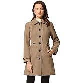 Allegra K Women's Winter Classic Outwear Overcoat with Pockets Single Breasted Pea Coat