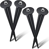 Zhengmy 4 Packs Threaded Spike Flood Light Ground Stake Metal Replacement Stakes for Solar Lights Outdoor LED with 8 Hex Screws for Gardens Yard Path Lawn 6.3 Inches (Black)
