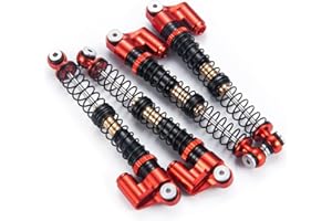 AXSPEED Aluminum RC Shocks Adjustable 53mm Long Shock Absorber Damper for 1/24 Axial Modified Scx24 Vehicles Upgrade Parts (Red)