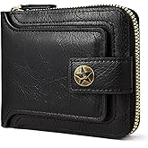 AdiStylinno Men Wallet, Vintage PU Leather Multi-Card Zipper Wallet with 10 Card Slots and Zipper Pocket Large Capacity Buckle Credit Card Holder Wallet with Zipper (A, Black)
