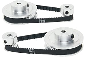 SHCEEC 2PCS Set 2GT Aluminum Timing Pulley 20&60 Teeth 5mm Bore Synchronous Wheel with 2PCS Length 200mm Width 6mm Belt (20-60T-5B-6)