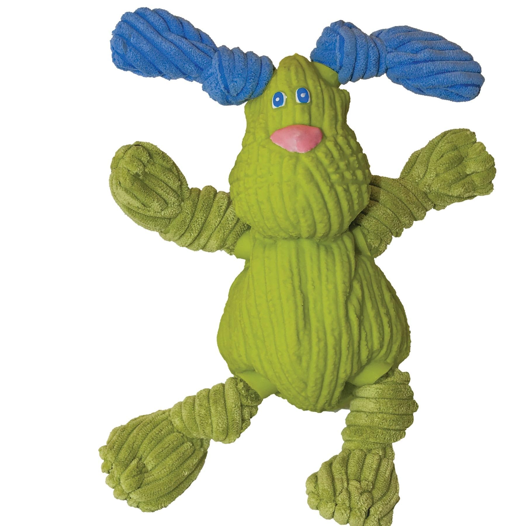 HuggleHounds Plush Corduroy Durable Rubber Squeaky Ruff-Tex Bugsy Dog Toy, Lime, Mini