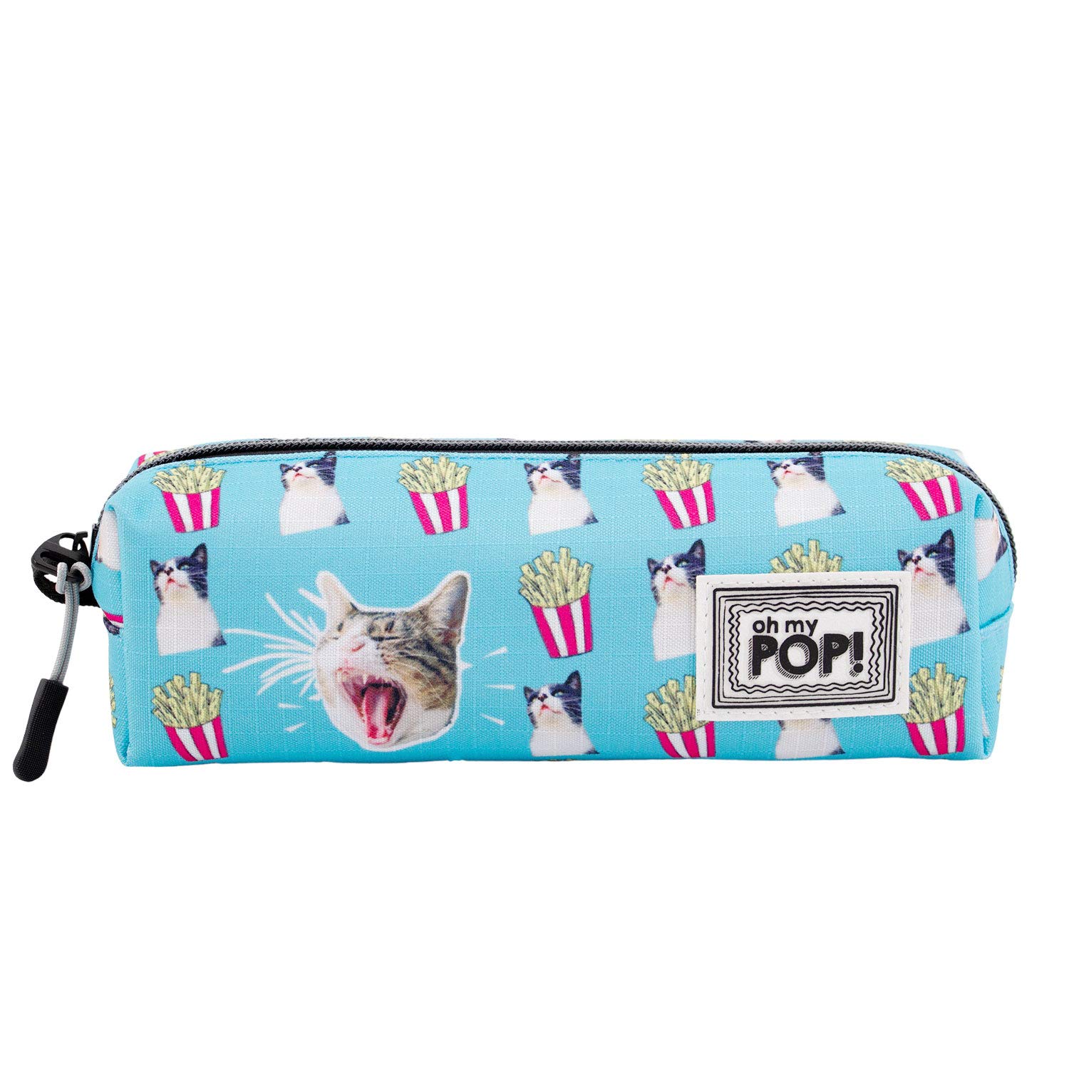 Oh My Pop! Angry Cat-Square HS Pencil Case, Turquoise, 21 x 7 cm — image 1