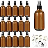 CycleMore 120ml 16Pcs 4oz Amber Glass Spray Bottles with Fine Mist Sprayers, Glass Travel Bottles for Cosmetic Essential Oils