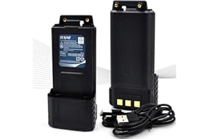 hflexgrad (2-Pack) 7.4V 2600mAh BL-5 Extended Battery Replacement for UV-5R UV-5RTP UV-5R Plus UV-5RX3 BF-F8HP UV-5X3 BF-F9 RD-5R Two-Way Radios with USB-C Cable