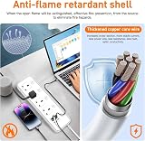 AUNNO 4 Way Extension Lead USB USB-C 4 Ports 1.8m UK Plug Surge Protected view 3