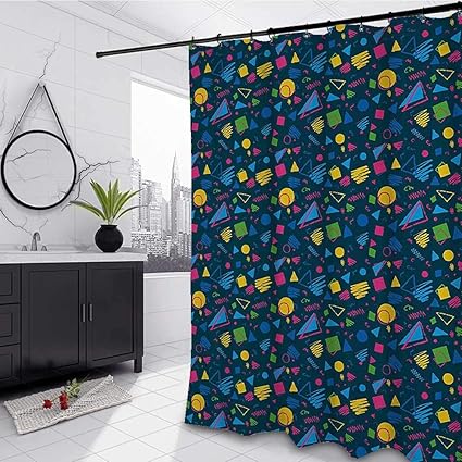 Cortinas de baño de color azul oscuro, 182,9 cm de ancho x 213,4 cm de