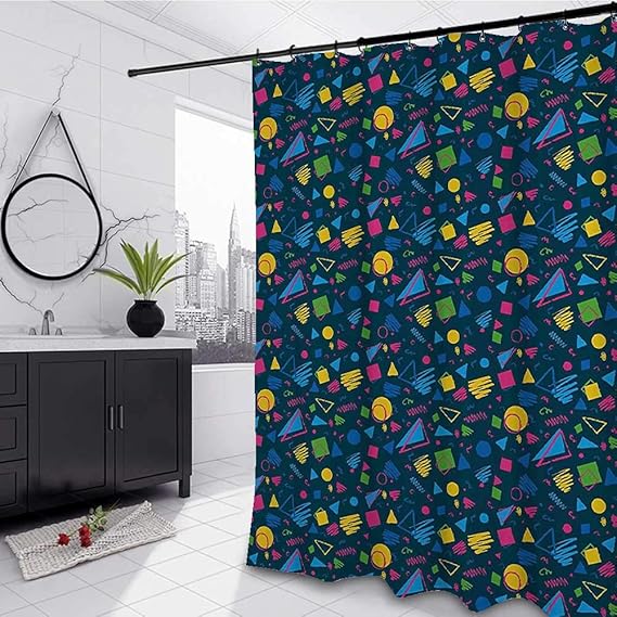 Cortinas de baño de color azul oscuro, 182,9 cm de ancho x 213,4 cm de