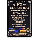 No Soliciting Sign for House,Humorous No Soliciting Sign for Front Door,Humorous Anti-Salesman Door Hanger Outdoor Yard Sign for Home and Front Door,12x8 Inches Weatherproof Aluminum Sign