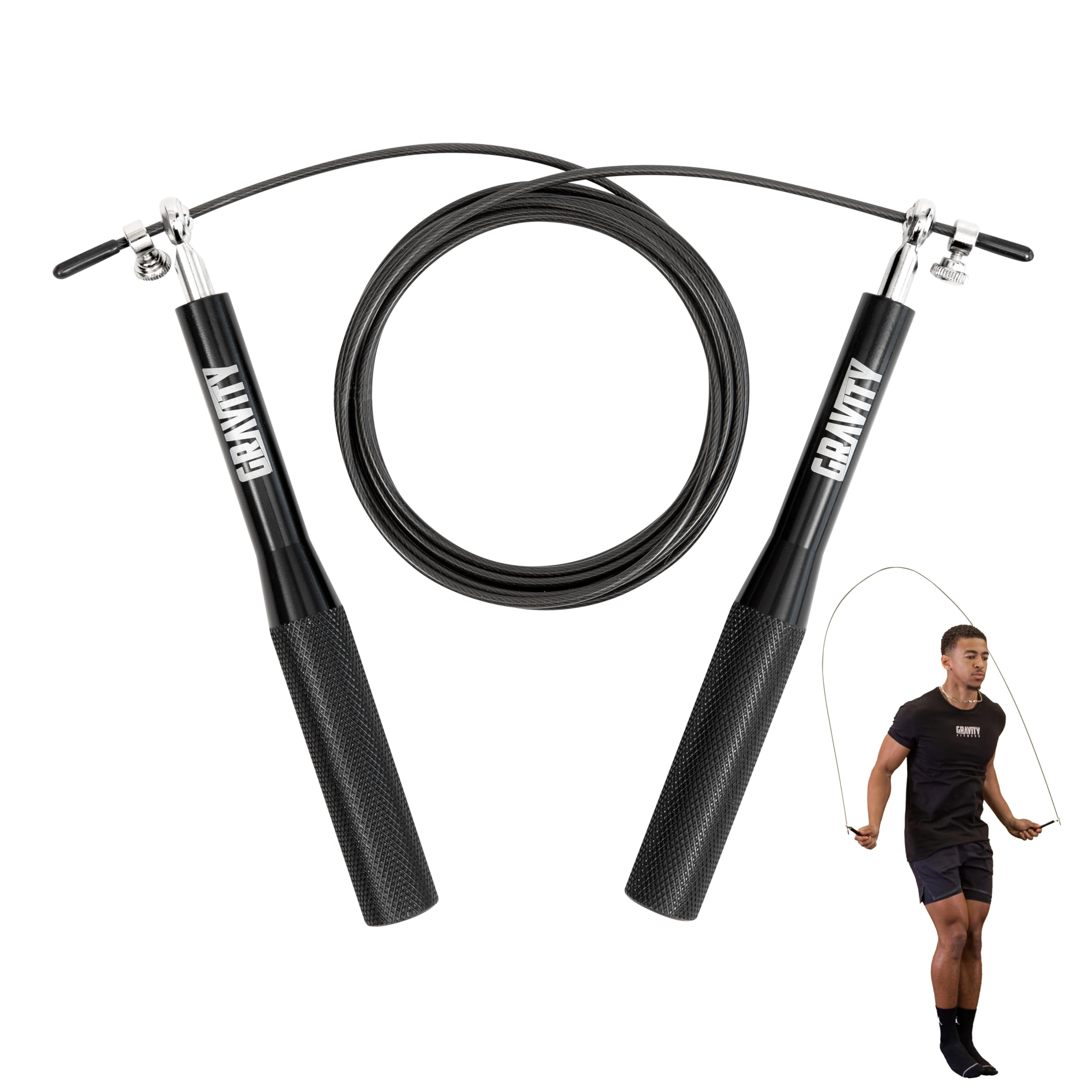 Gravity Fitness Speed Skipping Rope – Adjustable Jump Rope for Fitness, Fat Burning, Boxing, Home & Gym Workout – Tangle Free, Non-Slip Handle, Lightweight Jump Rope for Men & Women