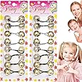 16 Pcs 20mm Hair Ties Hair Accessories for Girls Galactic Hair Ties with Balls Bubble Twinbead Ponytail Holders (Gold)