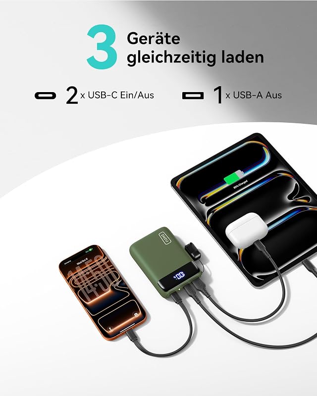 20000mAh Power Bank, Klein 22.5W Schnellladung Externe Handyakkus