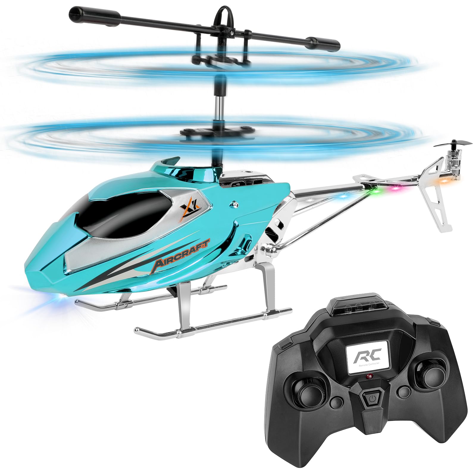 Aolso Remote Control Helicopter for Kids,RC Helicopter with LED Light,Altitude Hold & Gyro,2.4GHz Helicopters Toy with 3.5 Channel,Boys Toys,Gift for Boys Adults-Blue