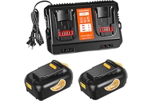 COOMYXIN Replacement for Dewalt 20V Max Battery and Charger Combo, 2-Pack 6.0Ah 20V Batteries, 2-Port Charger, Compatible with Dewalt 12V-20V Batteries and 20V Cordless Tools