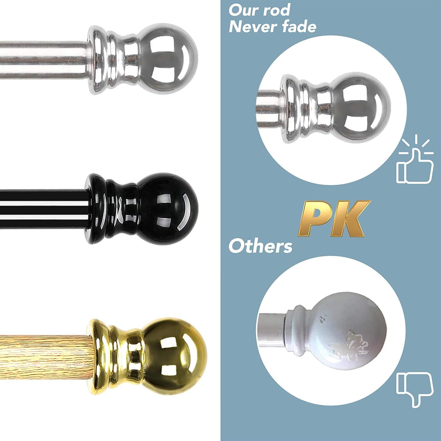 Curtain Rods for windows,Window Single Curtain Rod Set with Finials 30-44" Adjustable Curtain Rod Decorative Window Curtain Rod for Kitchen Bedroom Window Silver: Home Improvement