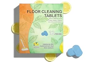 Floor Cleaning Tablets, 12PCS Floor Cleaning Solution Tablet, Lemon Scented, Compatible with Robot Mops & Wet/Dry Vacuums, De