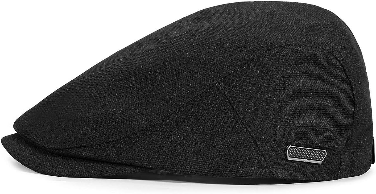 FALETO Men's Flat Ivy Gatsby Newsboy Hat Summer Driving Cabbie Hunting Cap Black at  Men’s Clothing store