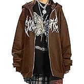 MISSACTIVER Women’s Casual Graphic Printed Hoodies Oversized Zip Up 90S E-Girl Streetwear Grunge Jacket