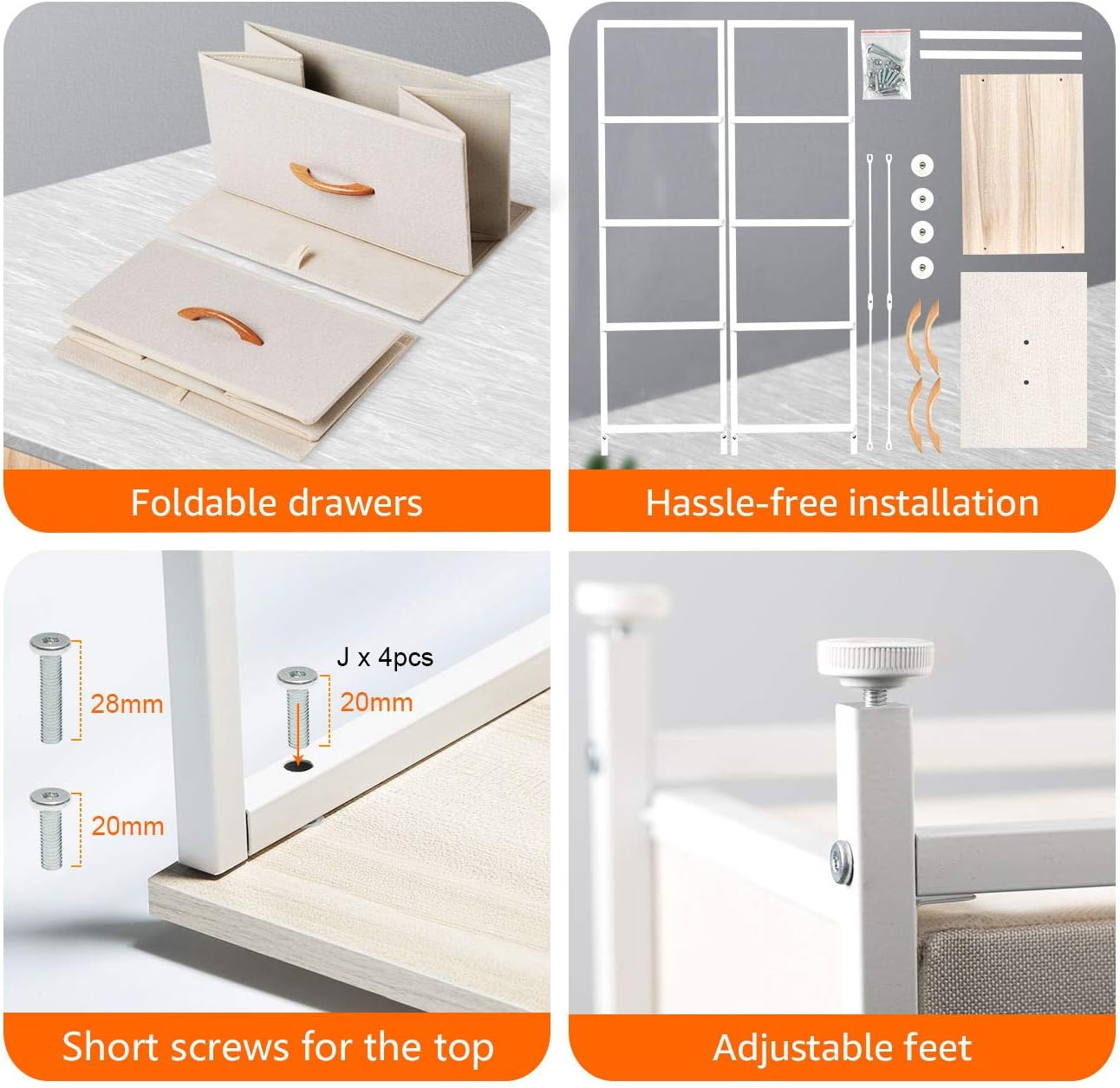 COSYLAND 4 Drawer Dresser Storage Tower, Fabric Organizer Unit Stable for Bedroom, Closet, Entryway, Hallway, Nursery Room Beige: Home Improvement