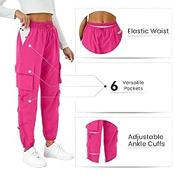 COPYLEAF Womens Parachute Cargo Pants with Pockets