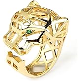 Z NEWDECO Open Geometry Cutout Leopard Dainty Rings - 18K Gold Plated Cubic Zirconia Circle Rings Jewelry Accessory Gifts for Women