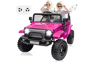 BLISSRIDE 24V Ride On Jeep, Kids 2 Seater Ride On Car Truck w/4WD Motor, Remote Control, 3 Speed, Bluetooth Music, Spring Suspension, LED Light, Kids Electric Car Power Wheels Gift for Boys, Girls - Pink