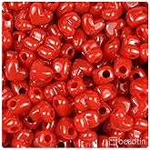 BeadTin Red Opaque 12mm Heart (HH) Plastic Pony Beads (250pcs)