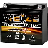 Weize YTX20L-BS High Performance Power Sports- Maintenance Free - Sealed AGM Battery ETX20L BS for Motorcycle ATV UTV Snowmobile