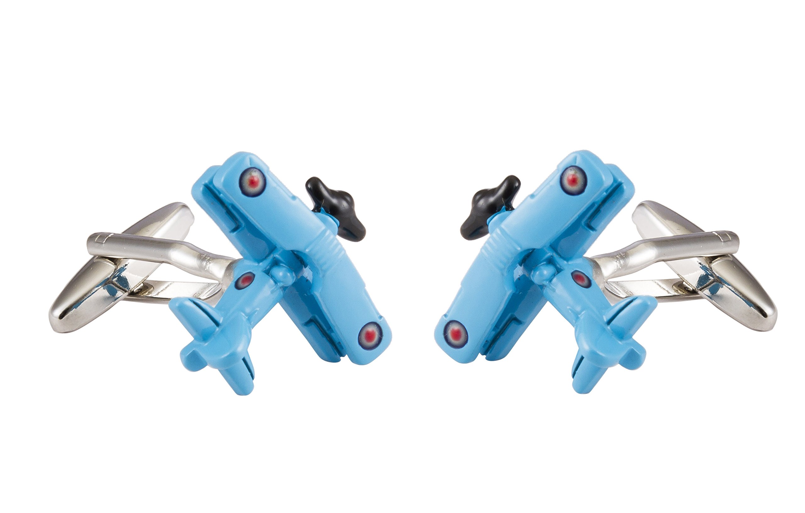 Knighthood Men's Unique Falcon Air Craft Plane Blue Tuxedo Cufflinks Blue