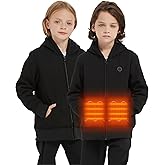 HEWINZE Kids Heated Hoodie Sweatshirt,heated jacket Full-Zip for child with 5V Battery Pack