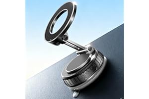 EndlessAzure Magnetic Phone Car Holder - N55 Strong Magnet & Metal Foldable Arm, 360° Rotation, Vacuum Suction for iPhone17, 