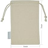 Augbunny 100% Cotton 5- by 7-Inch Muslin Bags with Drawstring, 12-Pack