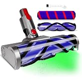 Upgraded 2 Brushes Vacuum Head Replacement for Dyson V7/V8/V10/V11/V15/SV10/SV11/SV12/SV14/SV15/SV22((Not for Slim) | Anti-Tangle Motorhead with LED Light | Quick-Release Cordless Vacuum Cleaner Head