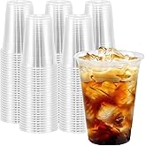 Clawsoff 300 Pack 16 oz Clear Plastic Cups, Disposable Plastic Coffee Cups No Lids, Cold Drinking Cup, PET Crystal Clear Cup Bulk, 16 oz Drinkware for Travel, Office, Home
