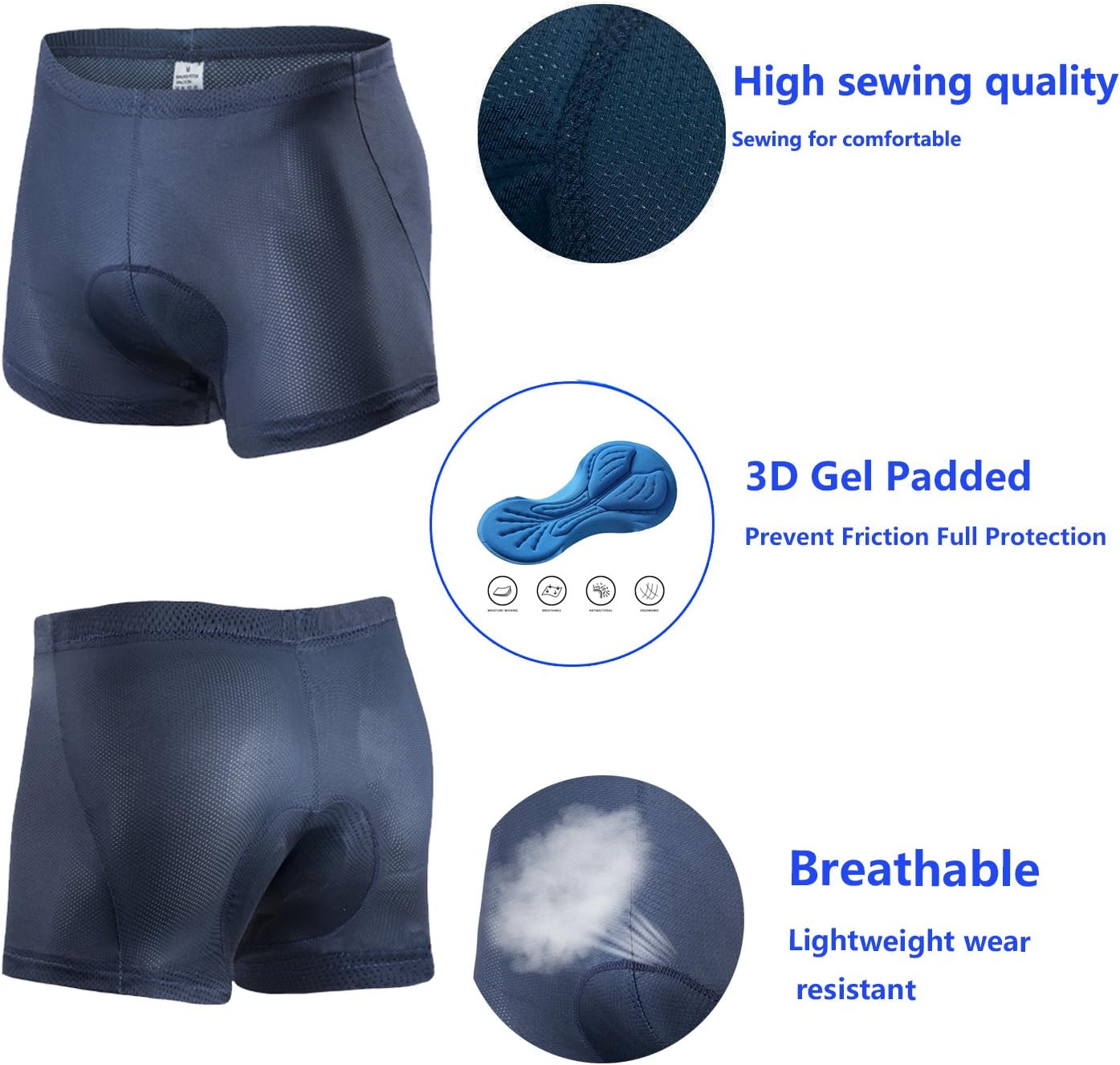 Men's Padded Cycling Underwear Gel Bicycle Underpant Lightweight Bike Shorts: Clothing