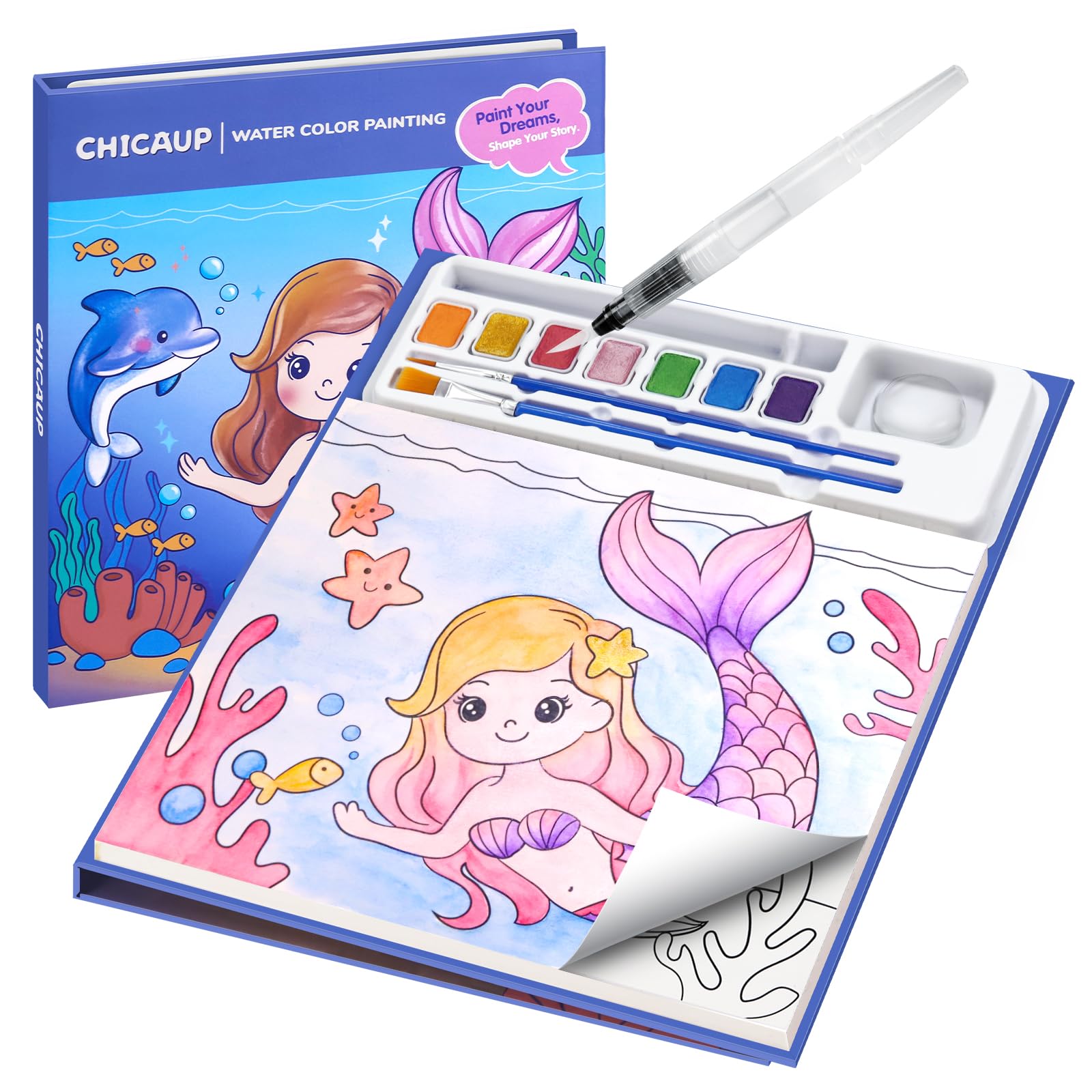 Paint with Water Coloring Books for Kids, Mess Free Watercolor Painting Kit Painting Activity for Kids Ages 3-5 4-8, Arts Crafts Drawing Gift Toy for Boy Girl