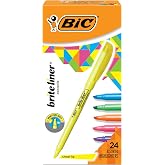 BIC Brite Liner Highlighters, 24-Count Pack in Assorted Colors | holiday Stocking Stuffers, Chisel Tip Highlighting, Color-Coded Notes, Teacher and Classroom Supplies