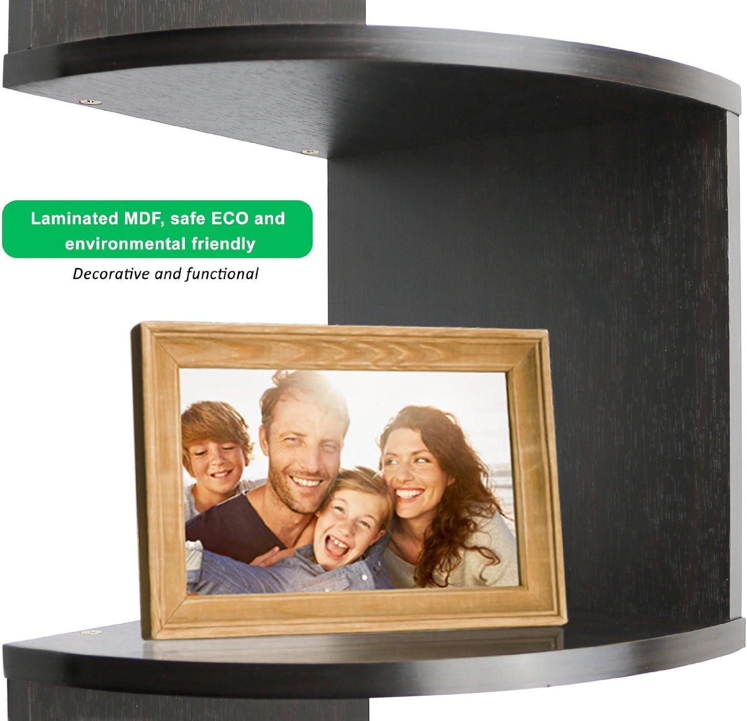Greenco 5 Tier Wall Mount Corner Shelves Espresso Finish , 7.75" L x 7.75" W x 48.5" H.: Home & Kitchen