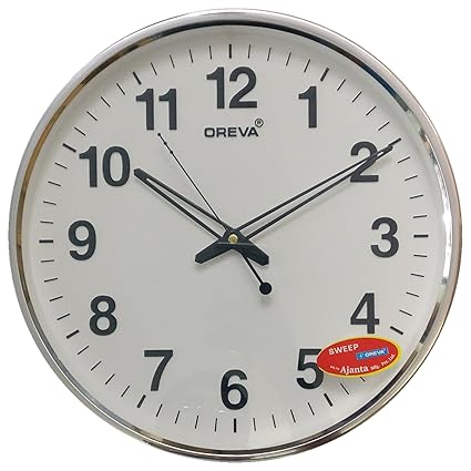 Oreva Ajanta Silent Movement (32 cm X 32 cm) Plastic Round Shape Wall Clock For Home And Office (White) - 168