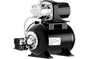 Lanchez 1.6 HP Shallow Well Pump with Pressure Tank, 1340 GPH Automatic Irrigation Water Booster Jet Pump, 115V Stainless Steel Water Transfer Pump for Home Garden Lawn Sprinkler Irrigation