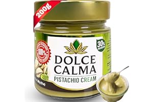 Dolce Calma Premium Pistachio Cream Spread 200 g (7 oz) - Glass Jar - 30% Pistachios - Authentic Turkish Pistachio Cream for Dubai Chocolate, Toast, Cakes, Waffles, or Pastries - No Palm Oil