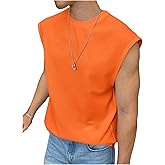 OYOANGLE Men's Letter Textured Sleeveless Muscle Gym T Shirts Crew Neck Tank Tops Workout Athletic Casual Shirts