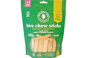 PROJECT HIVE ·PET COMPANY· Dental Chew Stick Treats for Large Dogs 12 oz. - Healthy, Natural Peanut Butter Flavored, Natural, Vegetarian Chews, Made in The USA (Chew Sticks, Large Breeds)